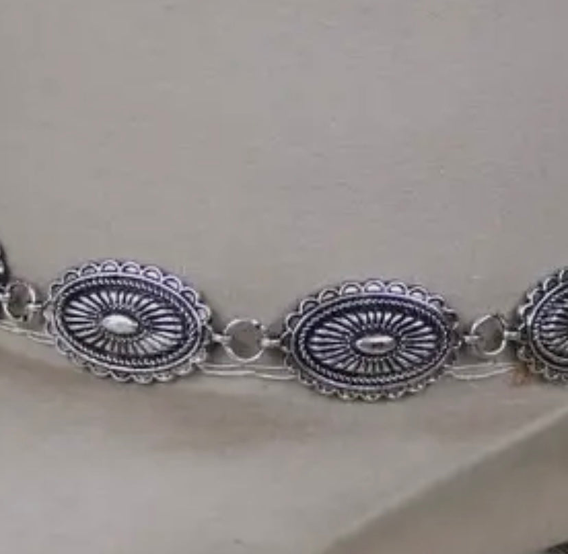 Silver- Antiqued Oval Hat Band