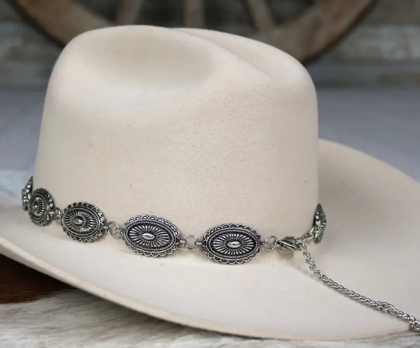 Silver- Antiqued Oval Hat Band
