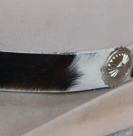 Authentic Cow Hide Hat Band- black and white