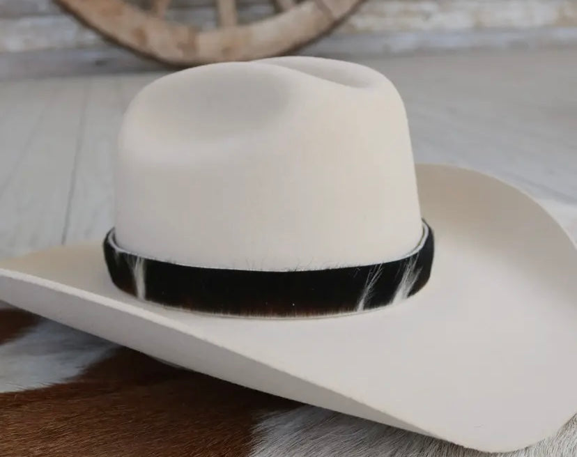 Authentic Cow Hide Hat Band- black and white